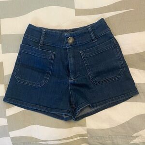 Maeve Dark Blue High-Waisted Denim Shorts